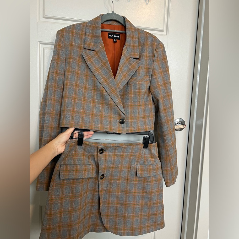 Steve Madden Rupi Plaid Cropped Blazer